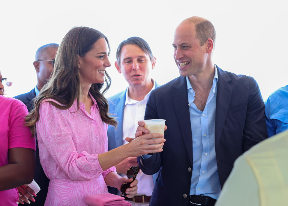 The Duke and Duchess of Cambridge during a visit to Fish Fry in Abaco, a traditional Bahamian culinary gathering place which is found on every island in The Bahamas, on day eight of their tour of the Caribbean on behalf of the Queen to mark her Platinum Jubilee. Picture date: Friday March 25, 2022.
