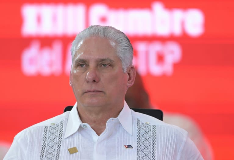 El presidente de Cuba, Miguel Díaz-Canel, el 24 de abril de 2024 en Caracas (Juan BARRETO)