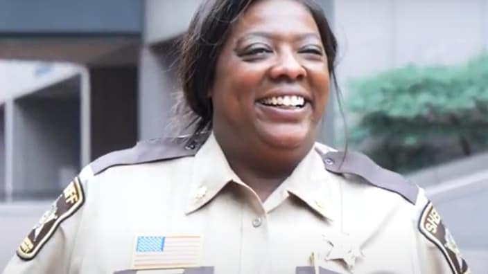 Maj. Dawanna Witt (above), a veteran of the Hennepin County Sheriff’s Office, is in the running for sheriff, as is the former police chief in Morton, Minnesota, and ex-acting chief of the Lower Sioux Indian Community, plus a South Asian American with 20 years of experience in law enforcement. (Photo: Screenshot/YouTube.com)