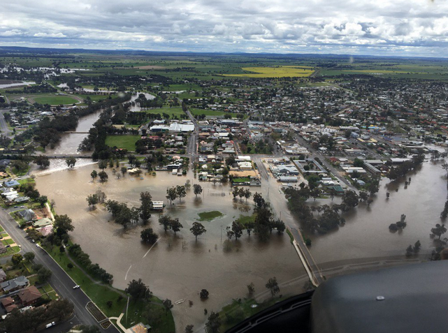Aerial photo of the Forbes floods. Photo: Twitter