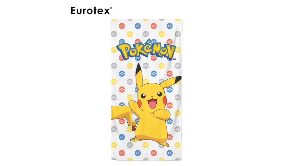 Pokémon Bath Towel, Pikachu (1 bath towel 140 x 70cm). (Photo: Shopee SG)