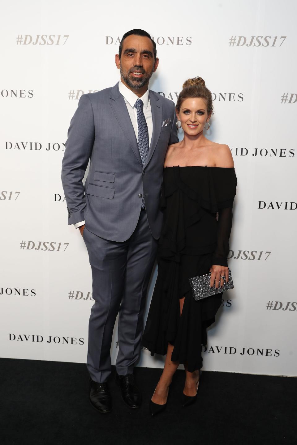 Adam Goodes and wife Natalie Crocker at the David Jones launch. Photo: Getty