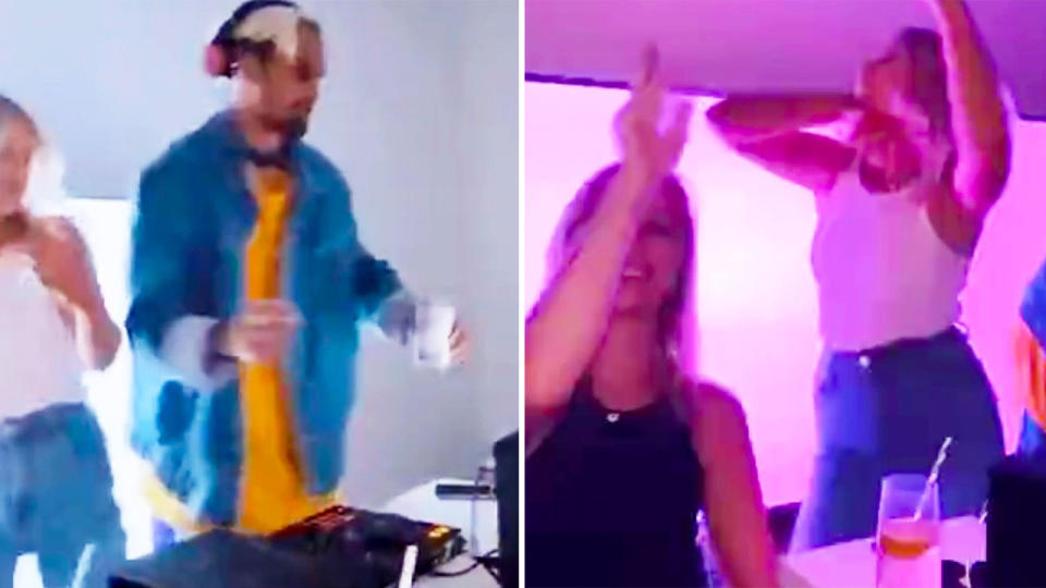 Three Fremantle players were seen on a social media video of a house party in Perth on Sunday. Pic: Instagram