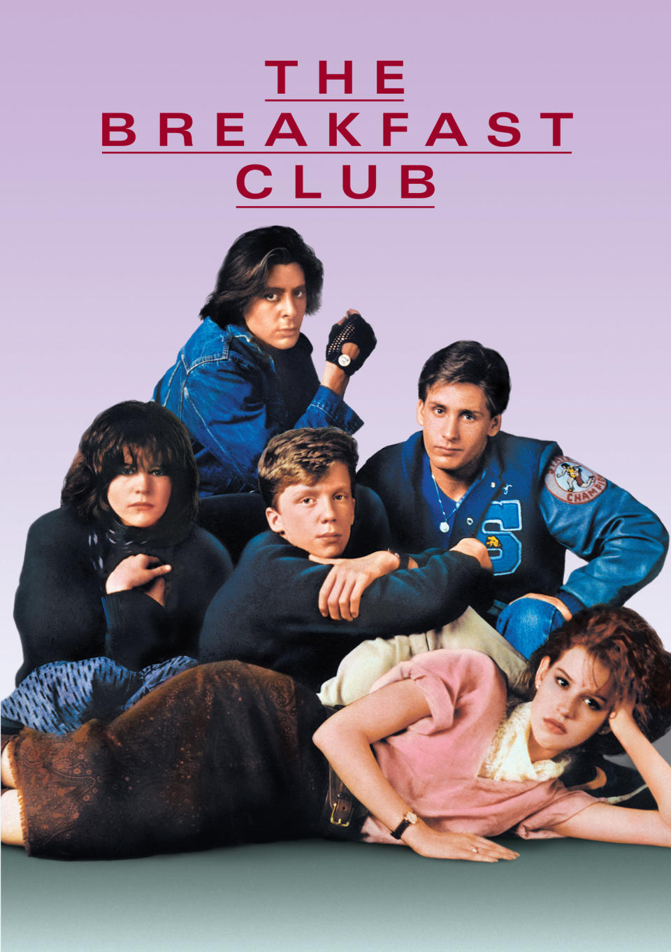 Sheedy (let) with Judd Nelson (top), Anthony Michael Hall (centre), Emilio Estevez (right) and Molly Ringwald (front) (Now TV/PA)