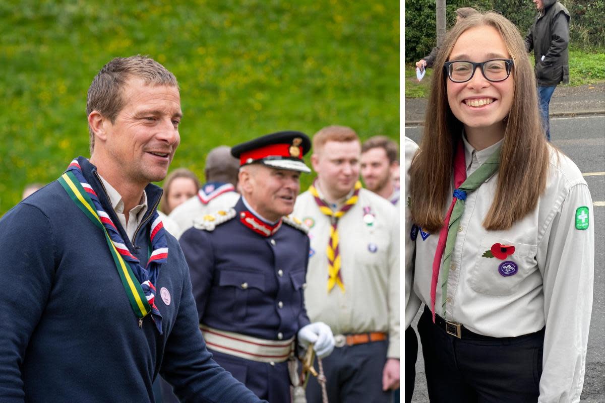 Honour - Bear Grylls and Rebecca Clarke <i>(Image: Essex Scouts)</i>