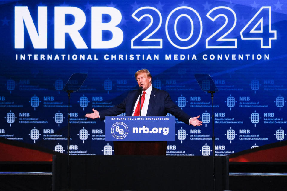 Donald Trump at the National Religious Broadcasters International Christian Media Convention (Kevin Wurm / AFP - Getty Images)