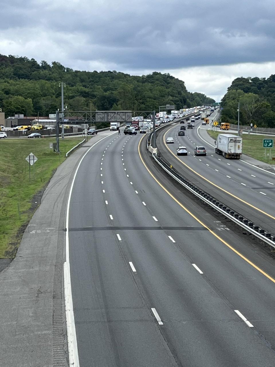 Downed wires closed Interstate 87 in Rockland County on Sept. 7, 2022.