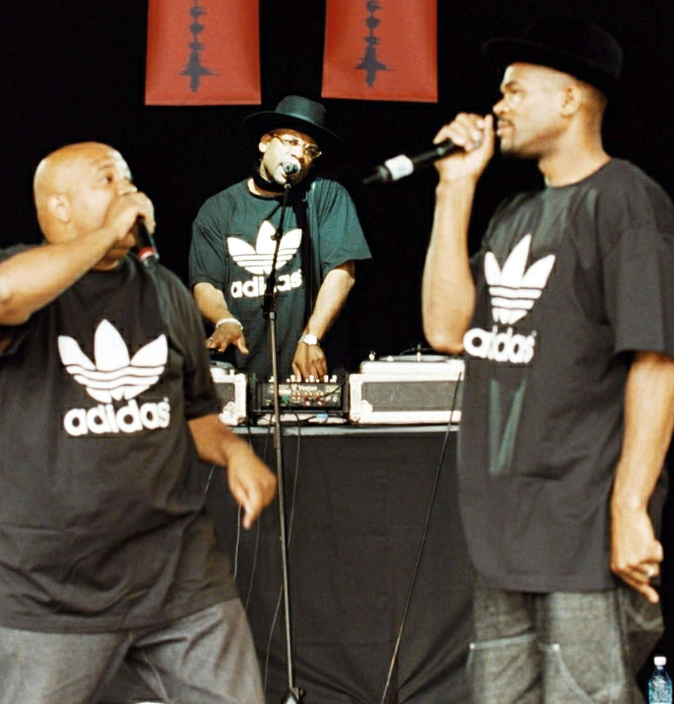 Run DMC members (L-R) Reverend Run, DJ Jam Master Jay and DMC attend the Respect anti-racist festival at Finsbury Park, which aims to challenge prejudice and racist attitudes.