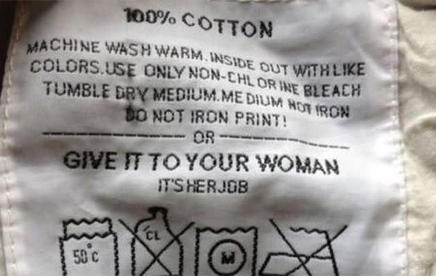 The label that was included on the shirts. Photo: twitter.