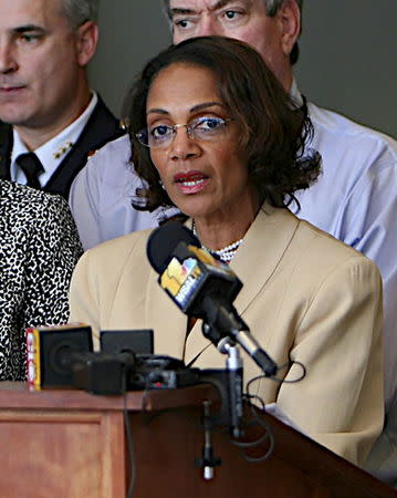 Mayor of Baltimore Sheila Dixon speaks during a news conference in Baltimore, Maryland, May 2, 2007. Mark L. Dennis/Office of the Mayor/City of Baltimore/Handout via REUTERS/File photo