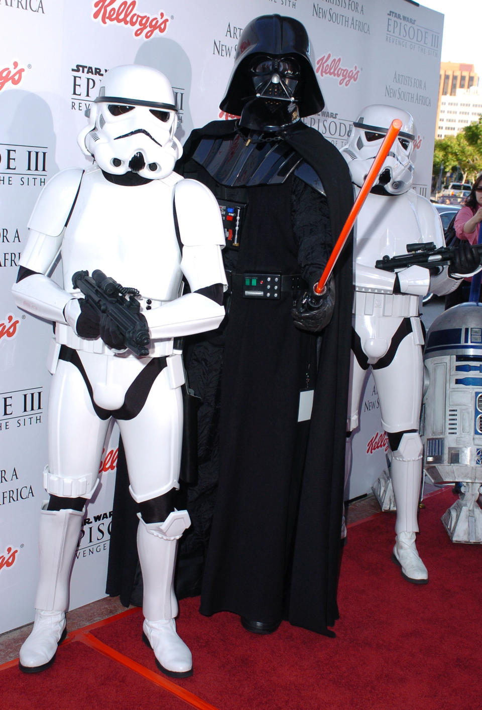 Darth Vader and Imperial Stormtroopers during "Star Wars: Episode III - Revenge of The Sith" Premiere to Benefit Artists for a New South Africa Charity - Arrivals at Mann's Village Theater in Westwood, California, United States.