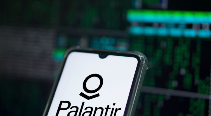 Palantir (PLTR) company logo on the screen of smartphone