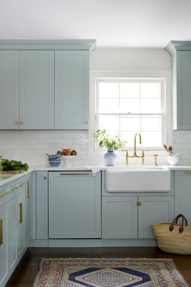 Newport Beach Home with Bold Turquoise Cabinets