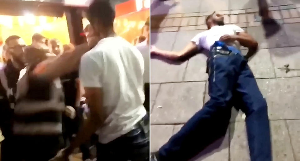The man was knocked out after being punched by a bouncer (Picture: SWNS)