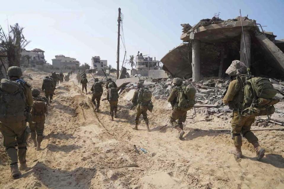 In this photo released by the Israeli military on Sunday, Nov. 5, 2023, shows ground operation inside the Gaza Strip (Israel Defense Forces via AP)