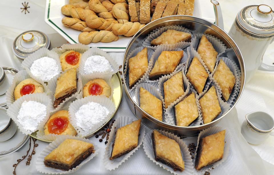 Greek treats like baklava, kourambethes, apricot almond cookies, paxemadia and koulourakia are available for order from Holy Trinity St. Nicholas Greek Orthodox Church in Finneytown. Order online now for pick-up Dec. 10-11.