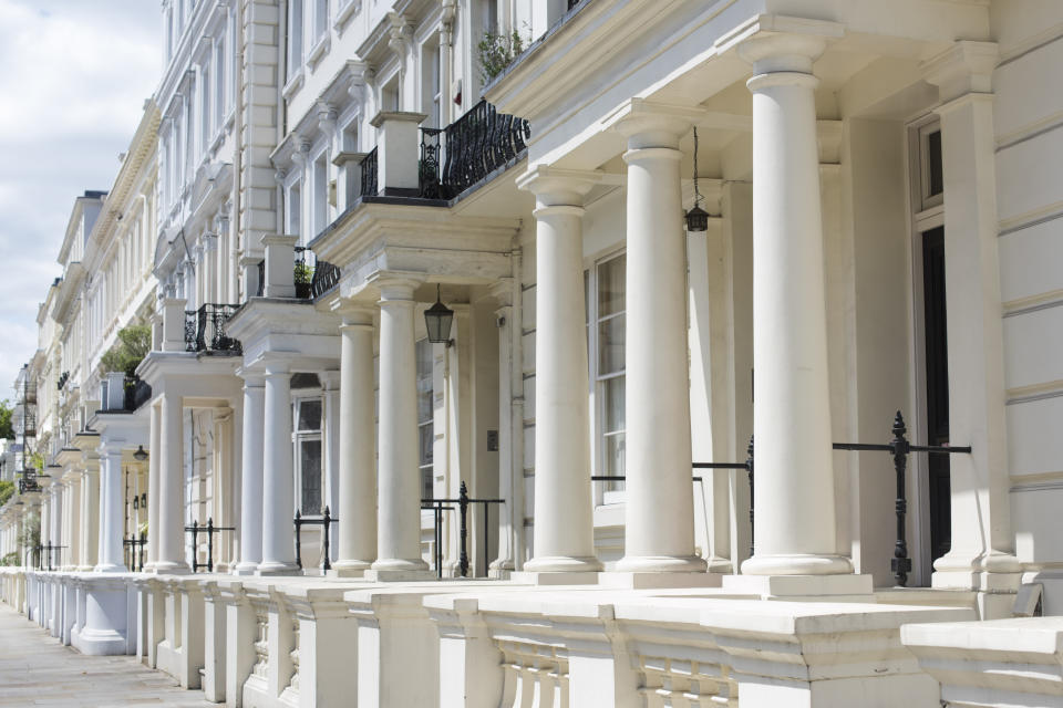 A row of houses in Kensington Park Gardens, in Notting Hill, London, where a house recently sold for over �9 million. The borough of Kensington and Chelsea is one of the most polarised in Great Britain, with some of the most expensive real estate in the UK just a short walk from several of the most deprived wards in the country - including the area around the Grenfell Tower. Picture date: Wednesday July 12th, 2017. Photo credit should read: Matt Crossick/ EMPICS Entertainment.