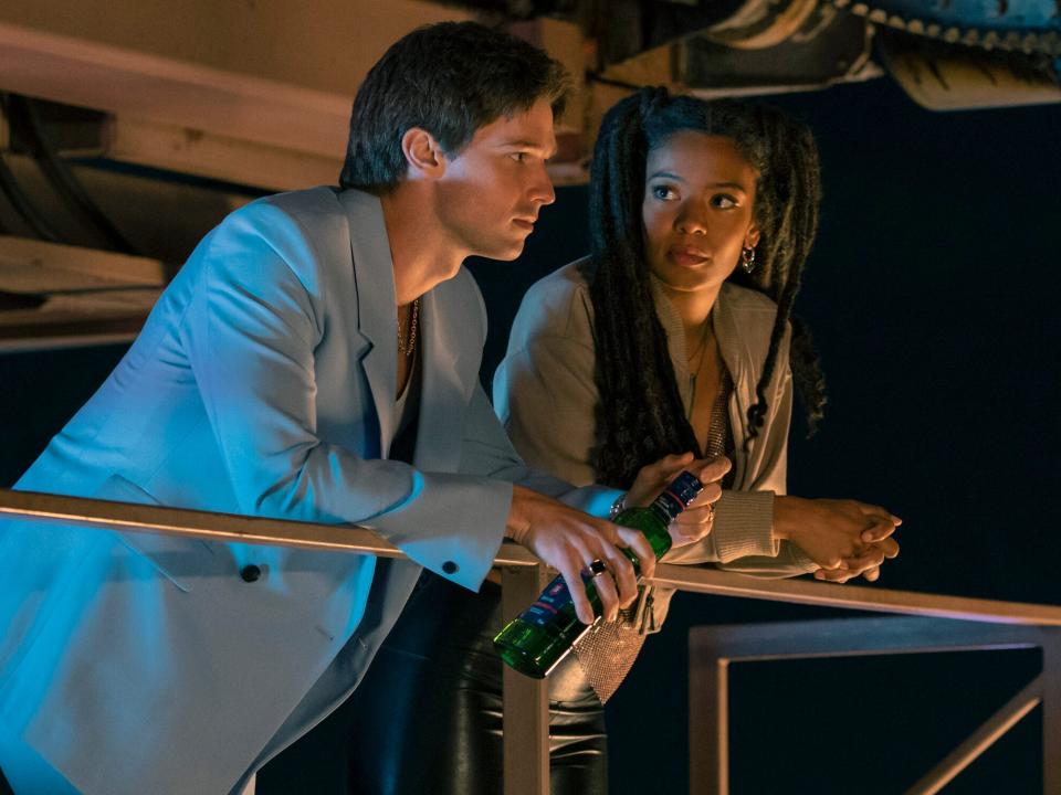 Patrick Schwarzenegger as Luke Riordan and Jaz Sinclair as Marie Moreau on season one of "Gen V."