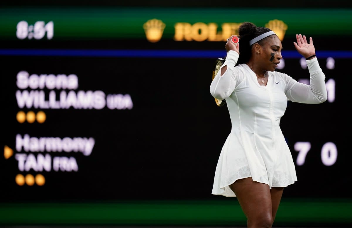 Serena Williams lost to Harmony Tan on day two of the 2022 Wimbledon (John Walton/PA) (PA Wire)