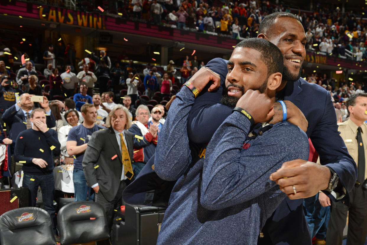 Kyrie Irving really, really wants LeBron James to stop with the “little brother” stuff. (Getty)