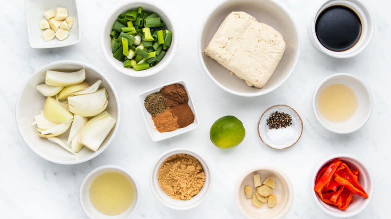 Jerk tofu ingredients laid out