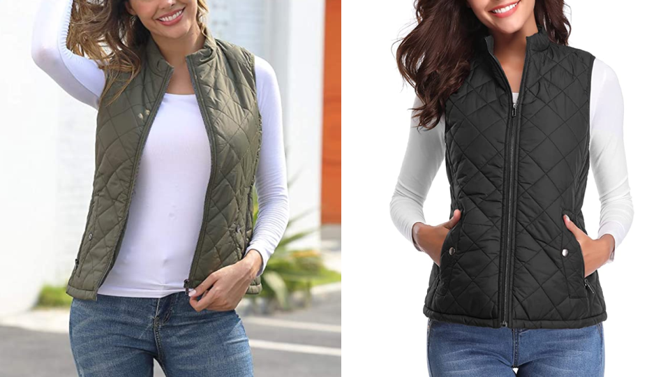Add this quilted puffer vest to your fall outerwear rotation.