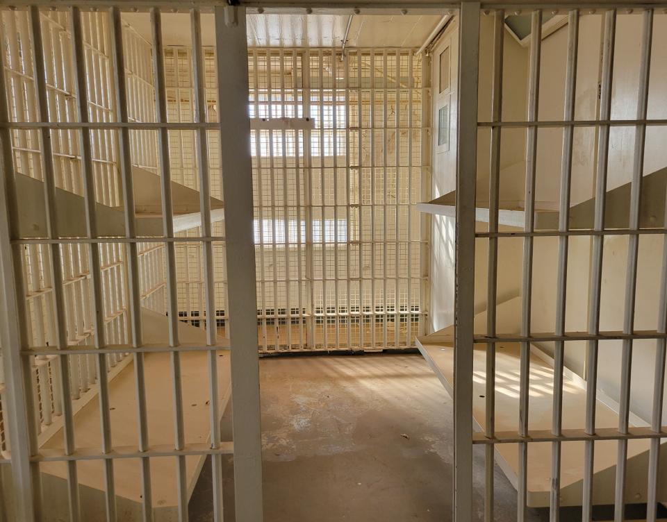 Four people would stay in this jail cell on the fifth floor of the former Lubbock Jail, as seen on  Tuesday, Dec. 13, 2022. In several years, this building will become a boutique hotel.