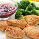 <p>Tossing chicken tenders with cornmeal gives these chicken nuggets great crunch without deep-frying. Blackberries (or raspberries, if you prefer) combined with whole-grain mustard make for a sweet-and-savory dipping sauce. Serve with: Steamed broccoli and carrots. <a href="https://www.eatingwell.com/recipe/250112/cornmeal-crusted-chicken-nuggets-with-blackberry-mustard/" rel="nofollow noopener" target="_blank" data-ylk="slk:View Recipe;elm:context_link;itc:0;sec:content-canvas" class="link ">View Recipe</a></p>