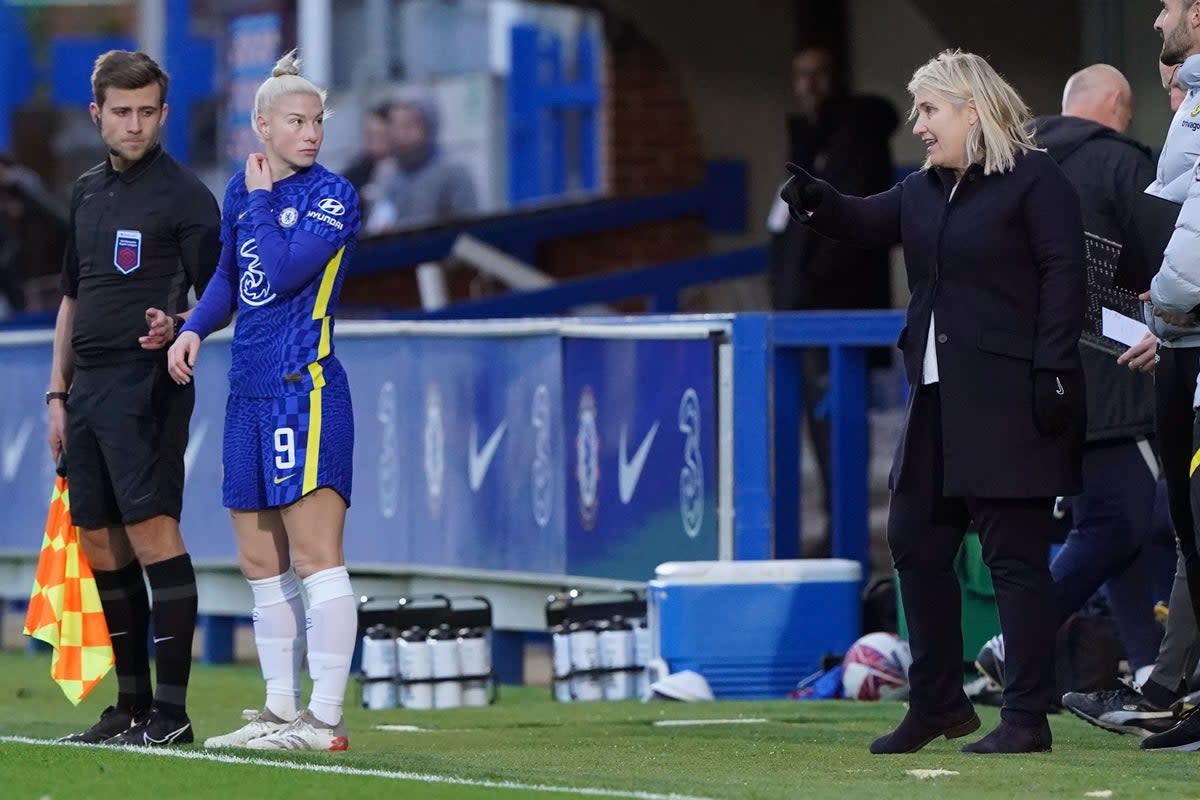 Chelsea boss Emma Hayes (right) knows all about Bethany England’s threat (Jonathan Brady/PA) (PA Archive)