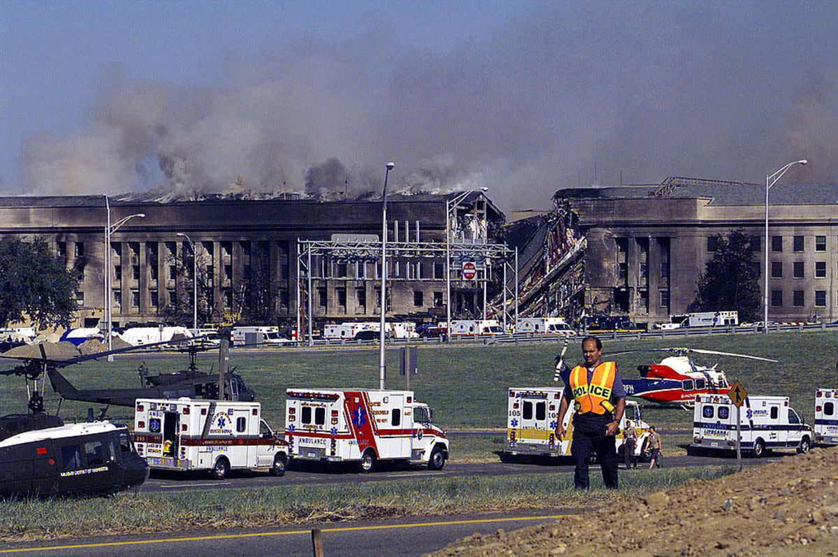 <p>Photo By U.S. Navy/Getty Images</p><p>Emergency vehicles are seen on-site.</p>