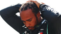 SCARPERIA, ITALY - SEPTEMBER 13: Lewis Hamilton of Great Britain and Mercedes GP prepares to drive on the grid before the F1 Grand Prix of Tuscany at Mugello Circuit on September 13, 2020 in Scarperia, Italy. (Photo by Dan Istitene - Formula 1/Formula 1 via Getty Images)