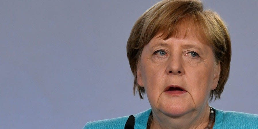 German Chancellor Angela Merkel speaks during a news conference after coalition meetings over stimulus measures to reboot post-coronavirus economy, at the Chancellery in Berlin, Germany June 3, 2020. John Macdougall/Pool via REUTERS