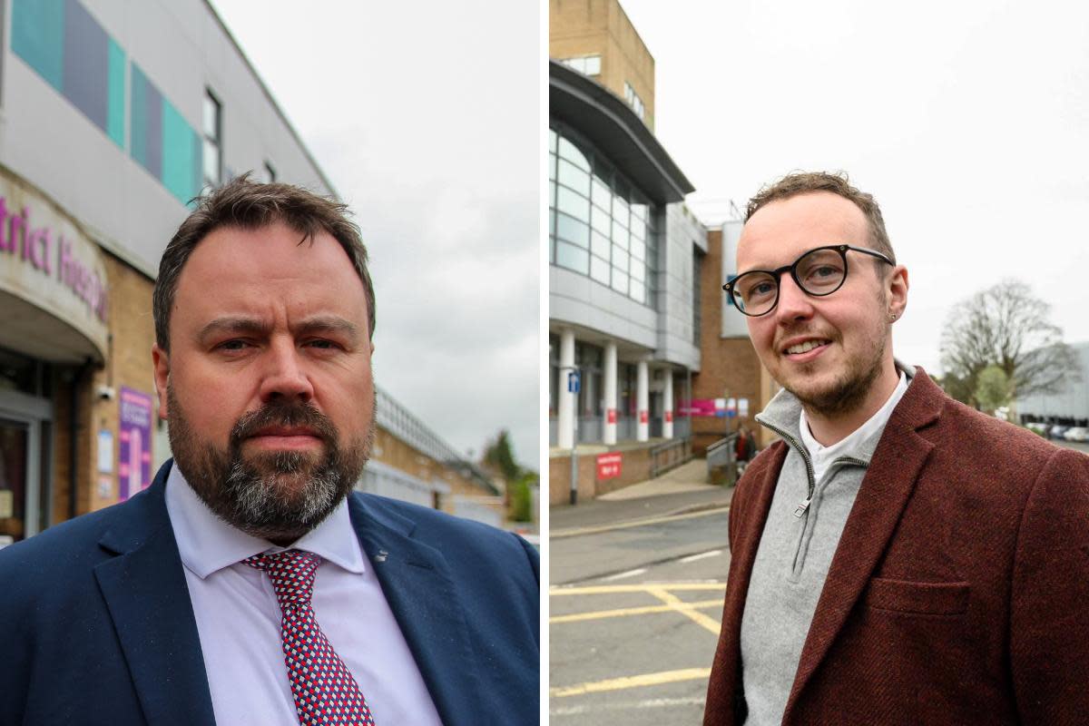 Chris Loder MP (left) and Cllr Adam Dance have expressed concerns about the proposed closure of the hyper-acute stroke unit at Yeovil Hospital. <i>(Image: West Dorset Conservatives/Yeovil Liberal Democrats)</i>