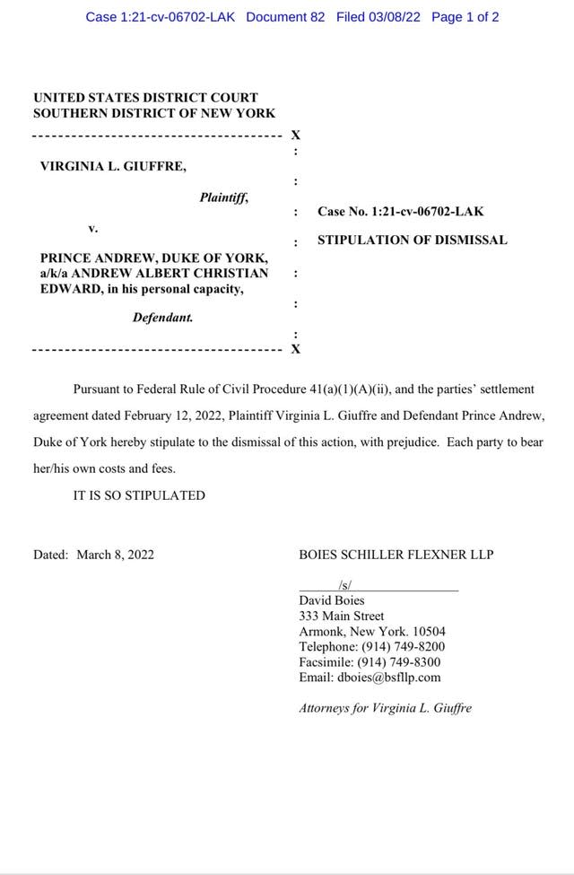 Virginia Giuffre lawsuit