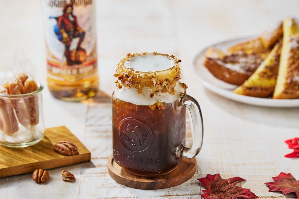 Another Broken Egg is offering a Pumpkin Spice Cold Brew topped with a spice cream and served with a caramel pecan rim this fall.