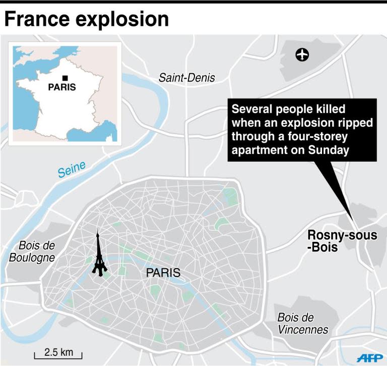 Map showing the eastern Paris suburb of Rosny-sous-Bois where several people were killed in an apartment explosion on Sunday