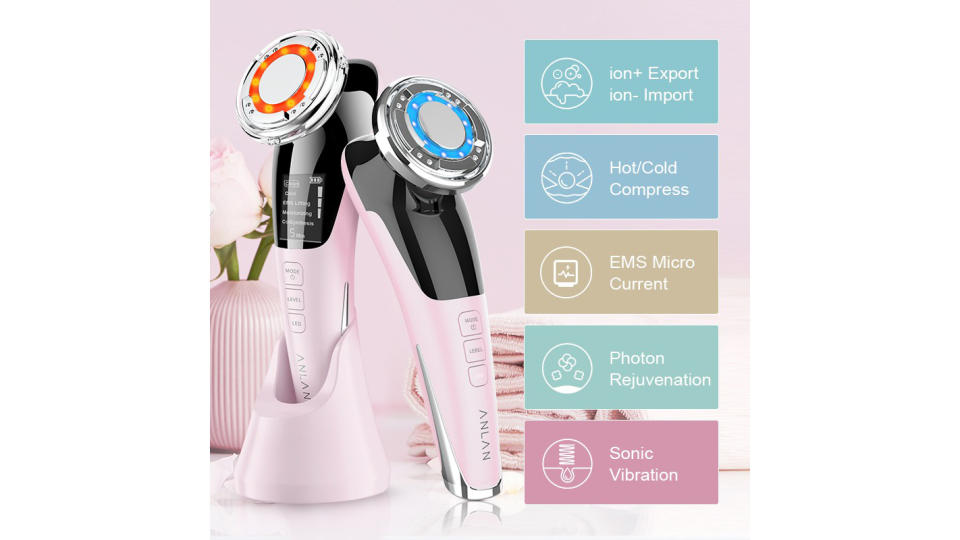 ANLAN EMS LED Light Therapy Hot/Cold Facial Massage Sonic Vibration Anti-Wrinkle Anti-Aging. (Photo: Shopee SG)