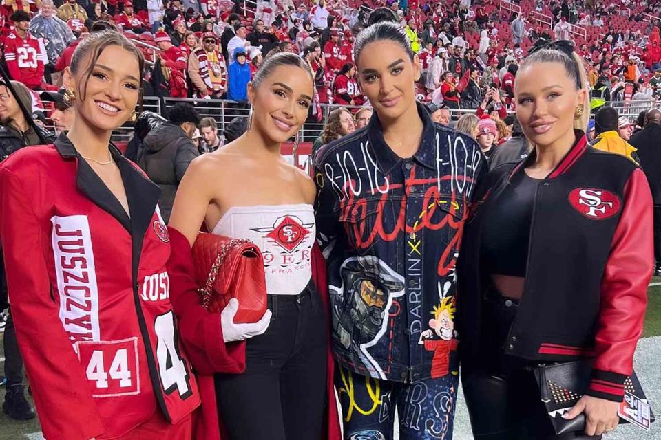 Olivia Culpo Wears Custom 49ers Bustier by Same Designer as Taylor ...