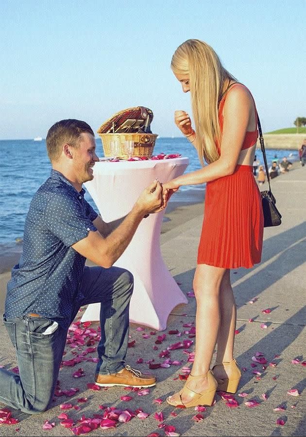 Here's the moment he got down on one knee.