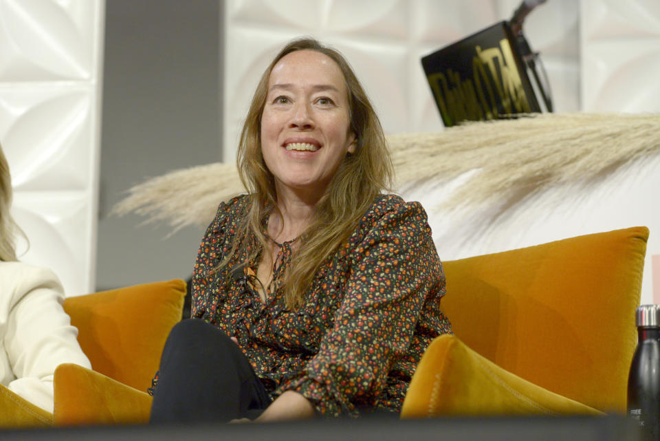 LOS ANGELES, CALIFORNIA - OCTOBER 17: Karyn Kusama speaks onstage during the Free The Work Launch at NeueHouse Hollywood on October 17, 2019 in Los Angeles, California. (Photo by Presley Ann/Getty Images for Free The Work)