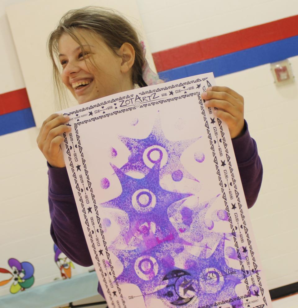 During a Zot Artz sesson on Monday, MCISD student Katelynn created artwork she can take home.