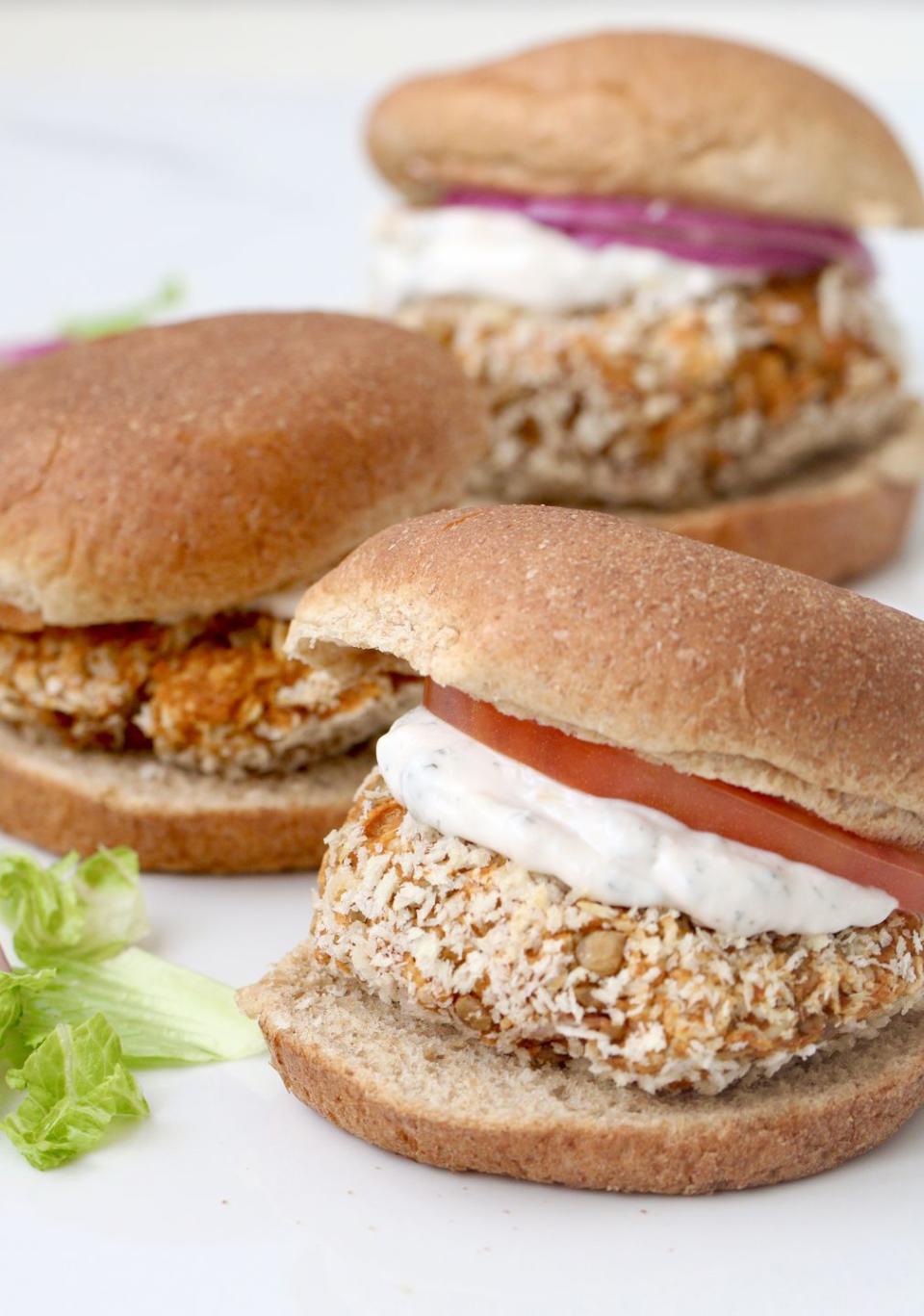 BBQ Lentil Burgers with Ranch Dressing