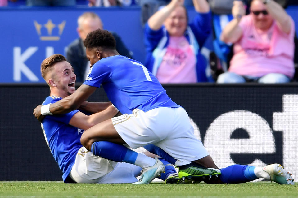 James Maddison celebrates as he scores his team's winning goal. (Credit: Getty Images)