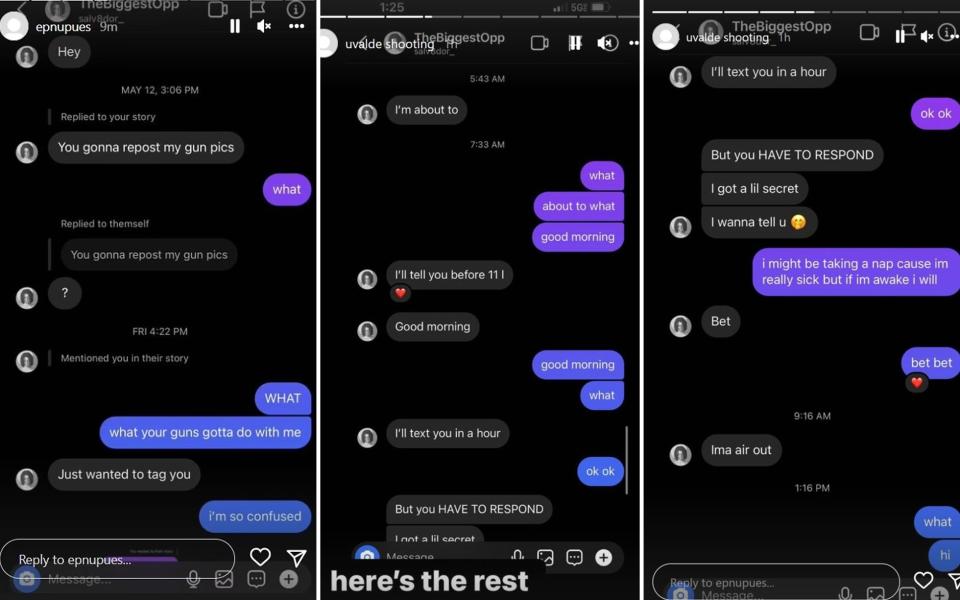 Messages between a woman and Ramos on Instagram shortly before the shooting