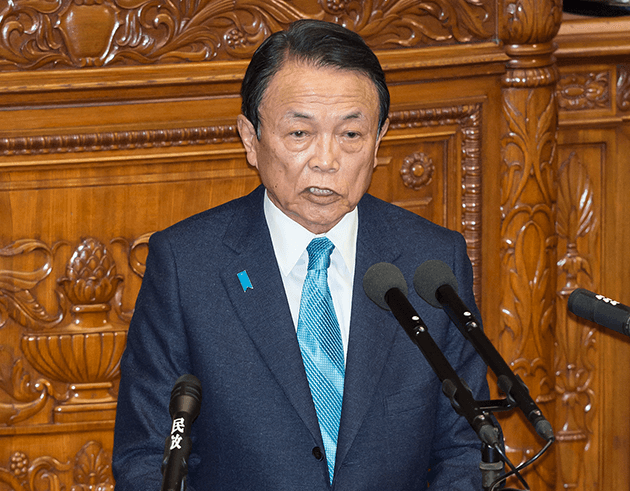 日本前首相、自民黨副總裁麻生太郎下週一率團訪台。（翻攝自自民黨官網）
