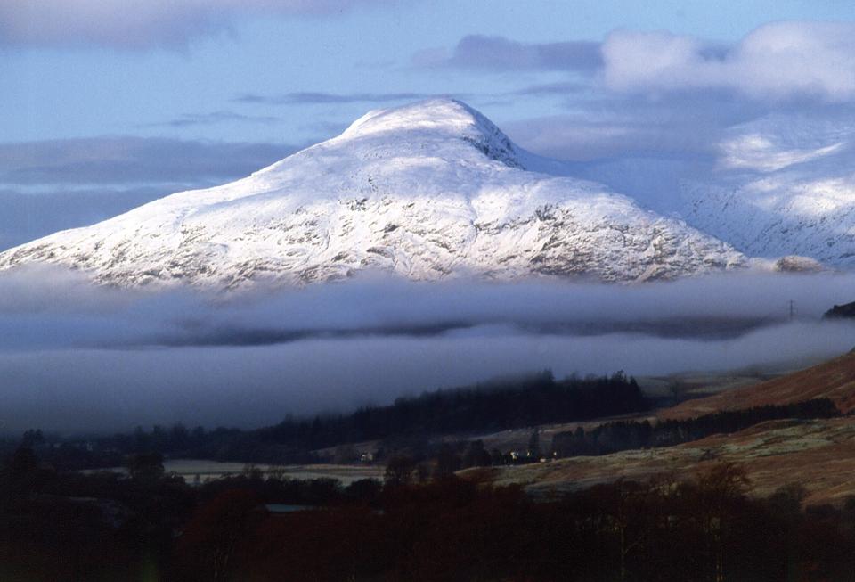 Morning cloud surrounds an outlier of mighty Ben Cruachan in this view from near the village of Dalmally Argyll.