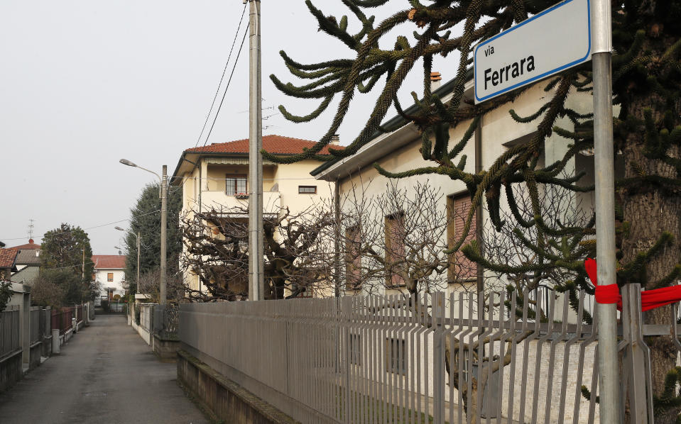 A view of the house of the Attanasio family in Limbiate, Italy, Monday, Feb. 22, 2021. The Italian ambassador to Congo, an Italian carabinieri police officer and their Congolese driver were killed Monday in an attack on a U.N. convoy in an area that is home to myriad rebel groups, the Foreign Ministry and local people said. Luca Attanasio, Italy's ambassador to the country since 2017, carabinieri officer Vittorio Iacovacci and their driver were killed. Other members of the convoy were injured, WFP said. (AP Photo/Antonio Calanni)