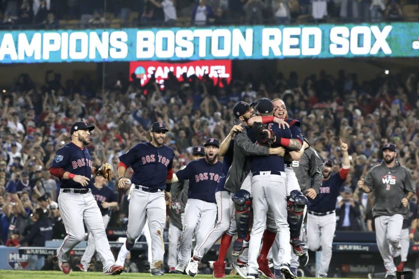 LOS ANGELES, CA, SUNDAY, OCTOBER 28, 2018 - The Boston Red Sox celebrate winning the World Series at