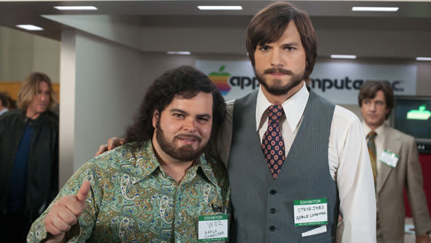 Josh Gad as Steve Wozniak and Ashton Kutcher as Steve Jobs