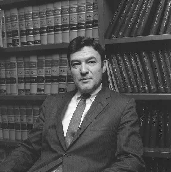 Jack Greenberg, NAACP director-counsel of the Legal Defense and Educational fund, is seen at a news conference, Oct. 31, 1969, in New York.